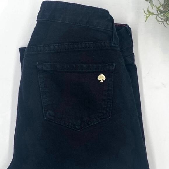 Kate Spade NY Black Seize the Day‎ Browne St Gold Spade Emblem Jeans Sz 26 - Picture 1 of 11